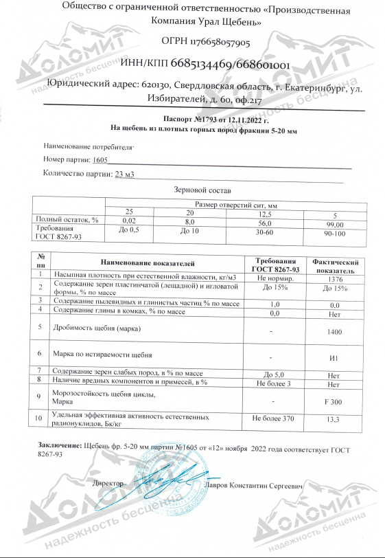 Щебень 5-20